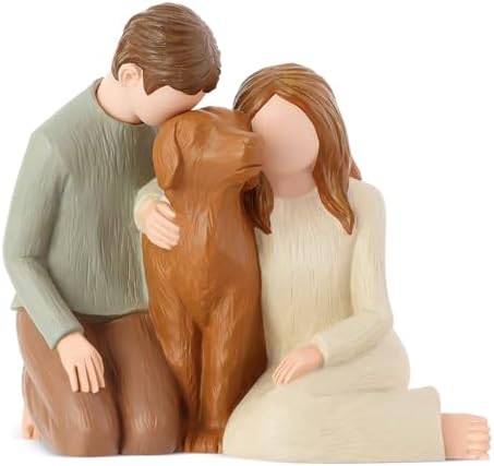Hensonever Couple with Dog Figurines Ornaments, We are A Family