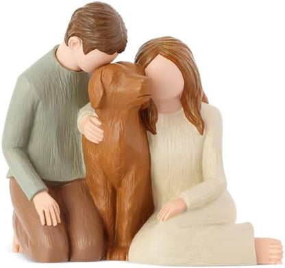 Hensonever Couple with Dog Figurines Ornaments, We are A Family