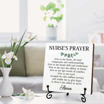 Nurse Gifts for Women, Cute Office Decor, Nurse's Prayer Wooden Sign