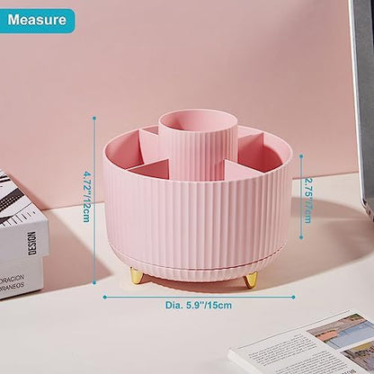 360 Degree Rotating Desk Pen/Pencil Holder, 5-Slot Organizer, Cute
