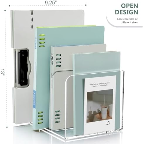 SANRUI Acrylic Magazine Holder Desk Organizer Workspace Sorter Clear 3