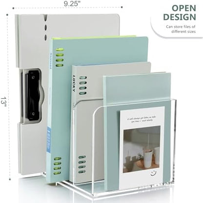 SANRUI Acrylic Magazine Holder Desk Organizer Workspace Sorter Clear 3