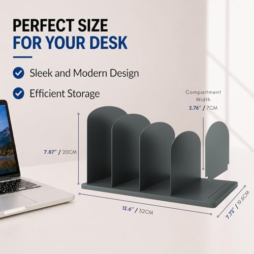 CraftSaints Vertical File Organizer for Desk, 4 Sections, Desktop