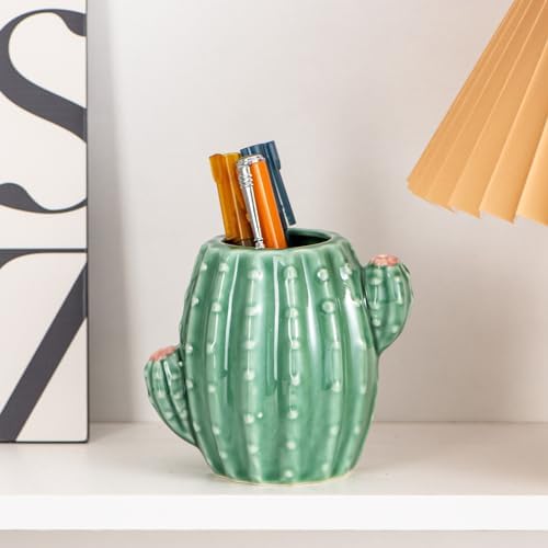 Ceramic Cactus Pen Holder Stand Cup Cactus Pencil Holder Organizer
