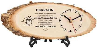 BeauGift Gifts for Son, Wooden Clock Son Birthday Gifts from Mom Dad