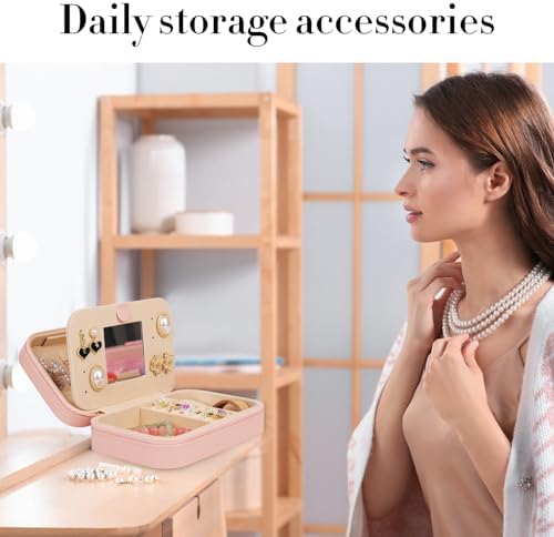 Travel Jewelry Case, Jewelry Box with Mirror, Jewelry Organizer Bridal
