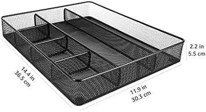 Amazon Basics Mesh Desk Drawer Organizer with 6 Compartments, Non-Slip