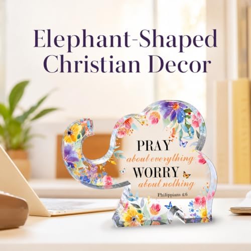 Christian Elephant Acrylic Inspirational Bible Verse Sign