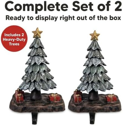 Lulu Decor, Heavy Cast Iron 3D Green Trees, Christmas Stocking