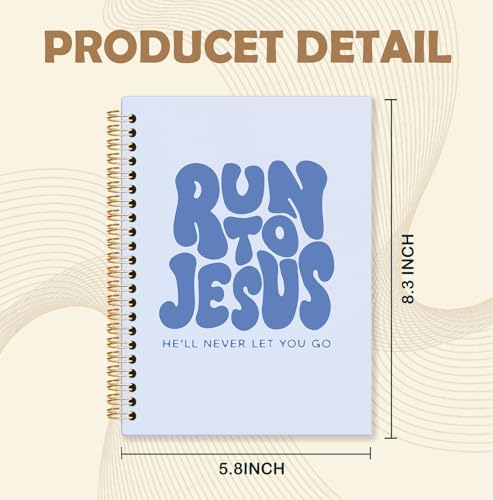 Blue Christian Spiral Notebook, Run to Jesus Bible Verse Journal