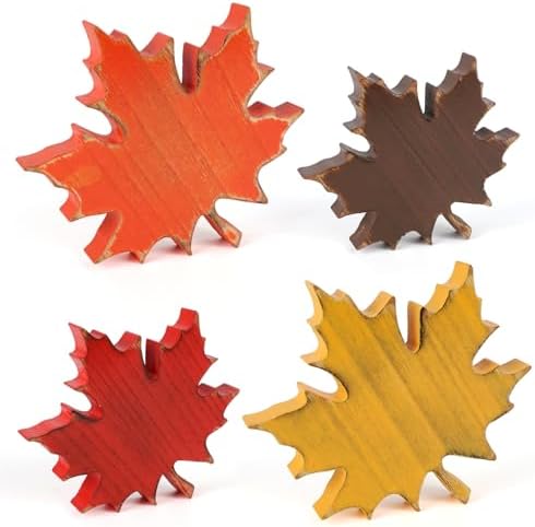 COCHIE 4 Vintage Fall Leaves Decorations Autumn Table Tiered Tray
