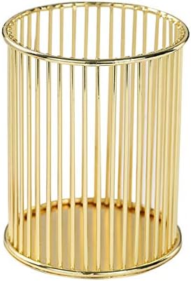 HSYMQ Gold Metal Pen Holder for Desk, Makeup Brushes Cup, Pencil