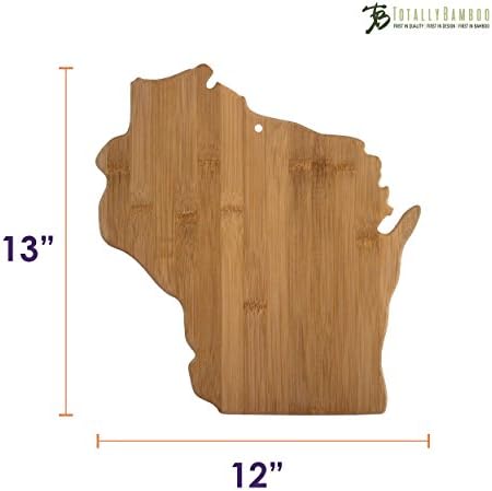 Totally Bamboo Wisconsin State Shaped Bamboo Serving and Cutting Board