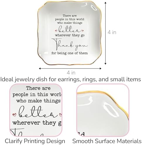 OASSIE Christmas Thank You Gifts for Women - 4x4 Ceramic Jewelry Dish