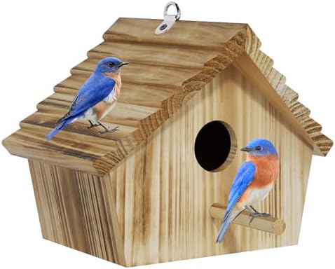 Auslar Bird Houses for Outside, Hanging Wooden Bluebird House for