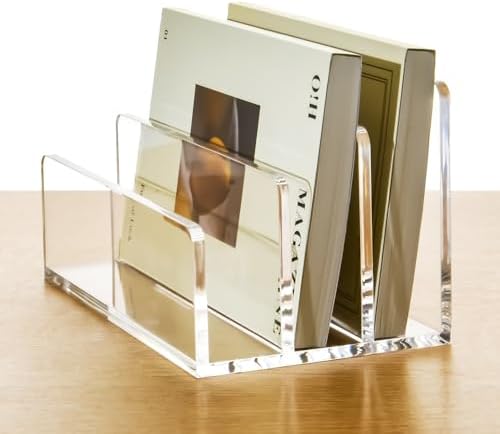 3 Compartments Clear Acrylic Mail Holder – Vertical Letter Sorter &