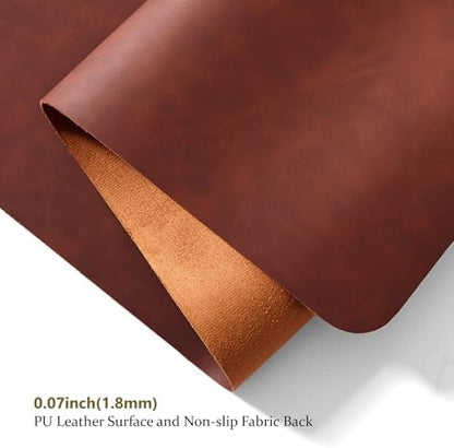 Distressed Leather Desk Mat - Non-Slip PU Desk Pad for Office and Home