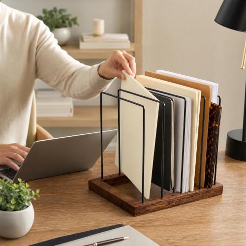 ZICOTO Stylish File Organizer for Desk - Premium Wooden Document