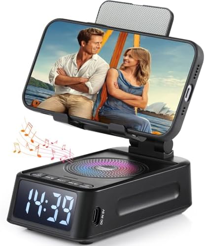 Gifts for Men Women, Phone Stand with Bluetooth Speaker&Clock