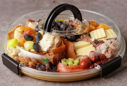 Renmxj Large Round Charcuterie Boards with Lid, Cheese & Serving Tray