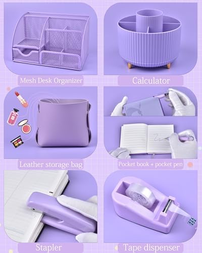 Purple Desk Accessories and Organizers with Desk Organizer and