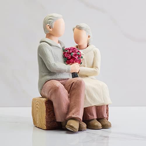Rose Couple Home Decor Figurine, Romantic Loving Sculpted Hand Painted
