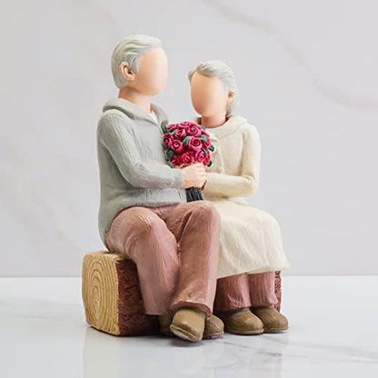 Rose Couple Home Decor Figurine, Romantic Loving Sculpted Hand Painted