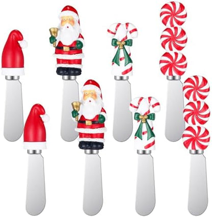Lasnten 8 Pcs Christmas Themed Cheese Butter Spreaders Knives Holiday