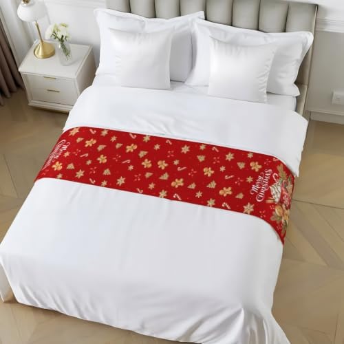 Bed Runner for Twin Size Beds, Merry Christmas Decorative Bed Runners