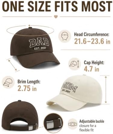 Waldeal Mom and Dad Est 2027 Hats, New Parents Gifts, Matching