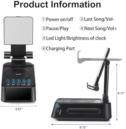 Gifts for Men Women, Phone Stand with Bluetooth Speaker&Clock