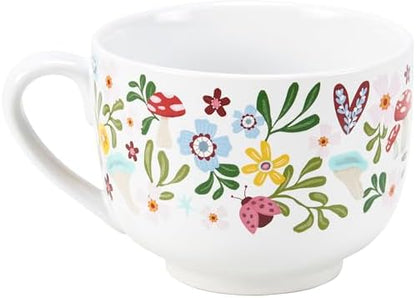 Primitives by Kathy Stoneware Latte Mug 18 oz, A Cup Of Hugs Floral