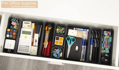 Kutesna 15PCS Interlocking Drawer Organizer, Plastic Desk Organizers