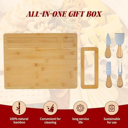 Bamboo Charcuterie Boards Cheese Board Knife Set,House Warming Gifts