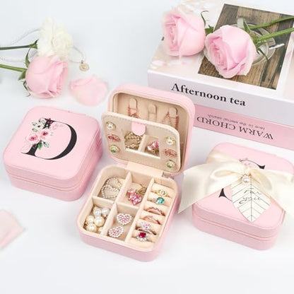 AYGXU Travel Jewelry Box for Women and Girls - Small Case With Initial