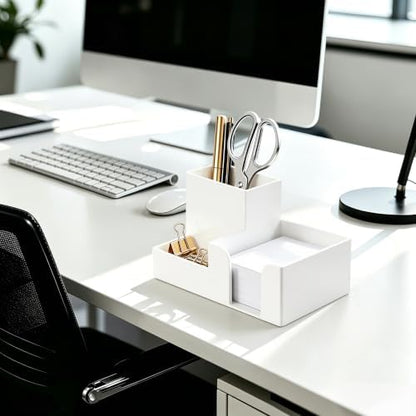 HBlife Acrylic Pen Holder for Desk, 3-Compartment Small Desk