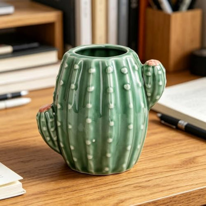 Ceramic Cactus Pen Holder Stand Cup Cactus Pencil Holder Organizer