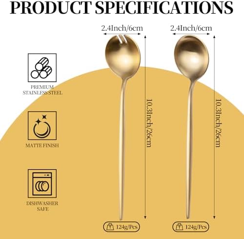 O.C.E. Salad Server,Premium Stainless Steel Spoon and Fork Set,10.3