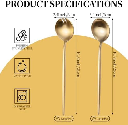 O.C.E. Salad Server,Premium Stainless Steel Spoon and Fork Set,10.3