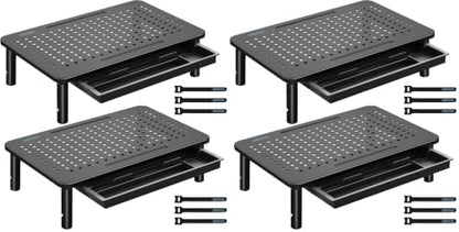 BONTEC 4 Pack Adjustable Monitor Stand Riser with Drawer, Supports