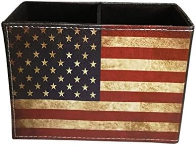 DreamsEden Pen Holder, Vintage American Flag Pencil Cup Desktop Pen