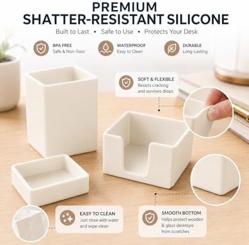 minimaliving Aesthetic Silicone Desk Organizer Set of 3,Modern Office