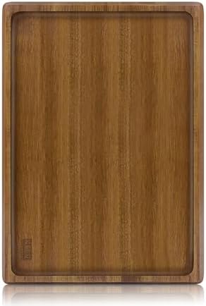 HOSHANHO Acacia Wood Serving Tray 14x10 Charcuterie Board & Non-Slip