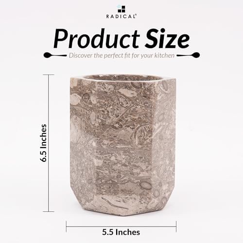 Radicaln Marble Utensil Holder Kitchen Counter, 6.5 Inch Spoon Crock