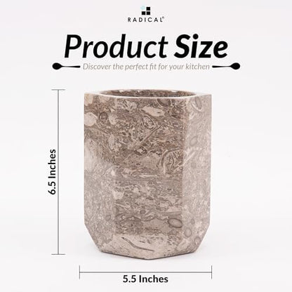 Radicaln Marble Utensil Holder Kitchen Counter, 6.5 Inch Spoon Crock