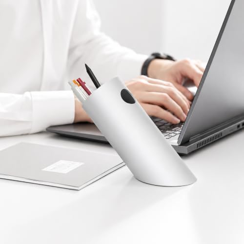 Gift Boxed Modern Art Pen Holder, 45° Angled Desk Sculpture with
