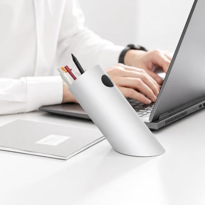 Gift Boxed Modern Art Pen Holder, 45° Angled Desk Sculpture with