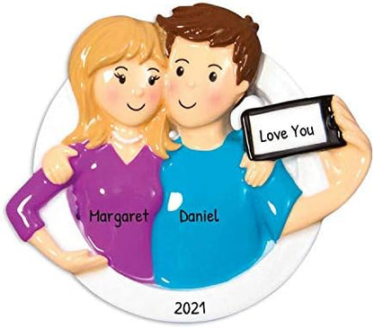 Personalized Our First Christmas Ornament 2026, Selfie Couple Taking