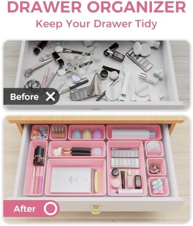 BiuLeon 25 PCS Plastic Drawer Organizers Set, 4-Sizes Vanity and
