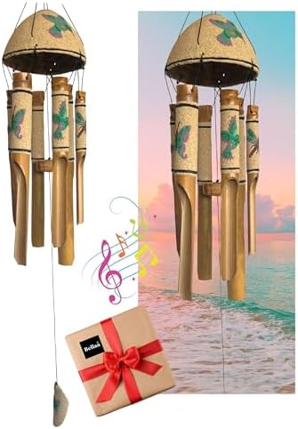 Bellaa Bamboo Wind Chimes Sea Sand Art Painting Handmade Wind Chimes
